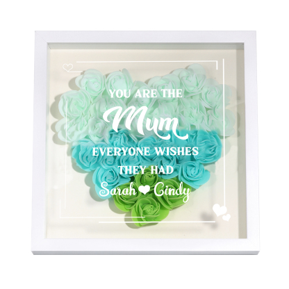 Personalized 1 Nickname & 2 Names Heart-Shaped Rose Shadow Box Frame – Custom Gift for Mom, Grandma & Loved Ones| Jessemade