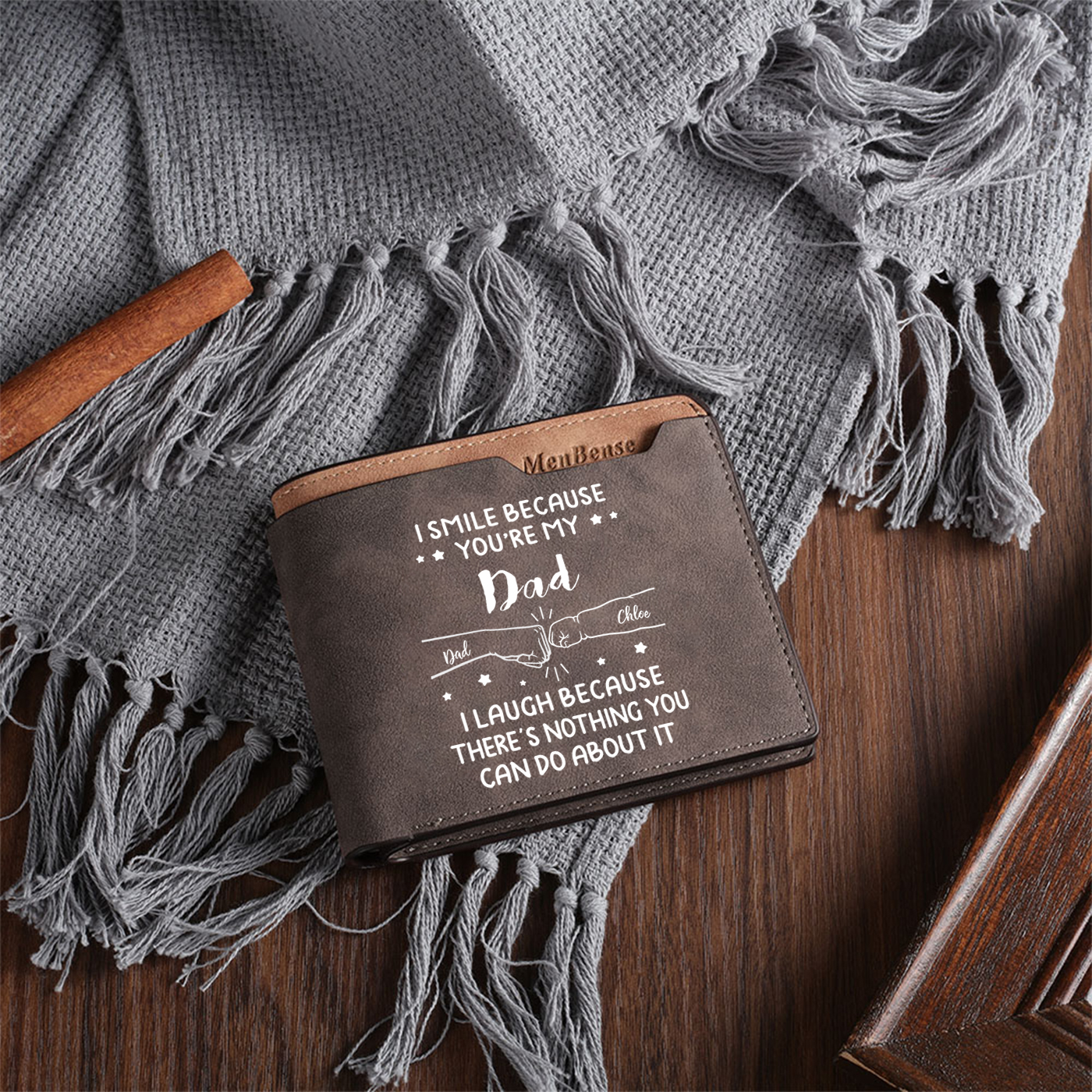 Custom Father & Child Wallet – Personalized “Daddy’s Team” with Names Leather Wallet | Lorajewel