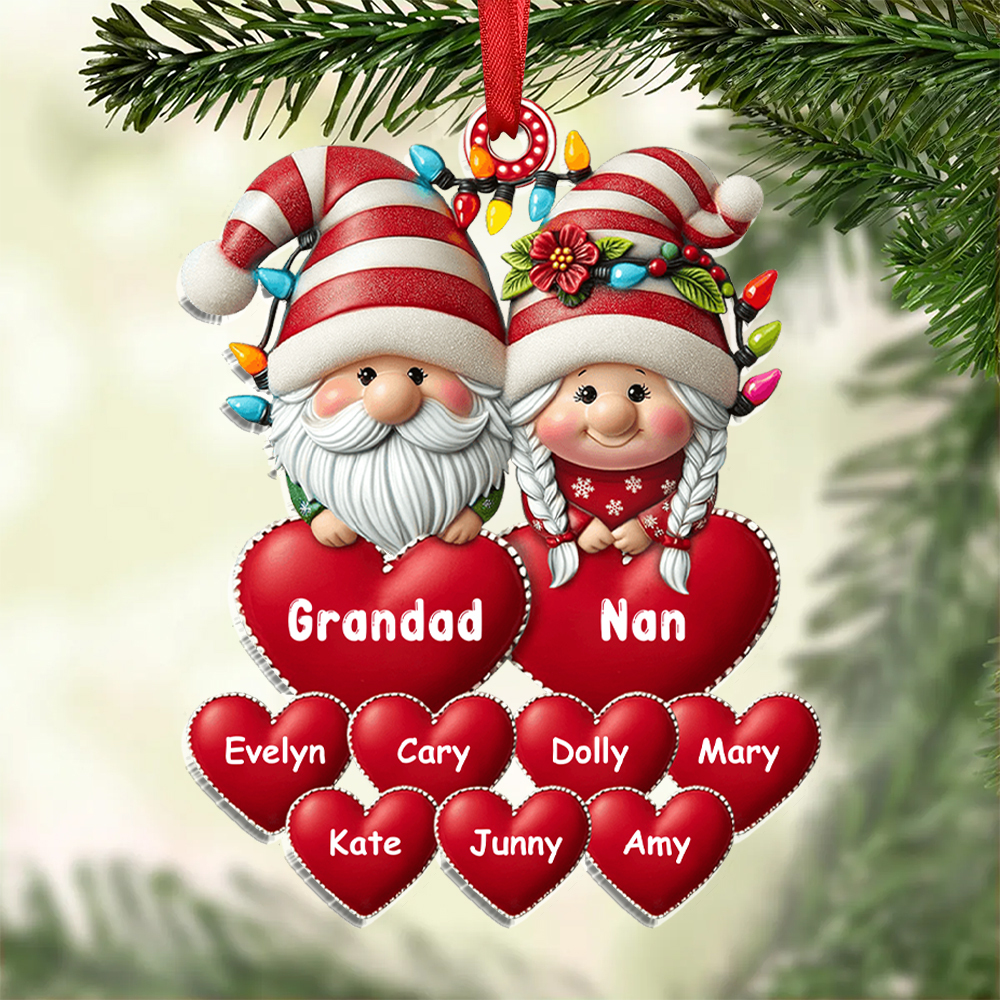 Personalised Santa Claus Hanging Ornament Custom 3-17 Names Christmas Gift for Grandada/Nanna/Mum/Dad