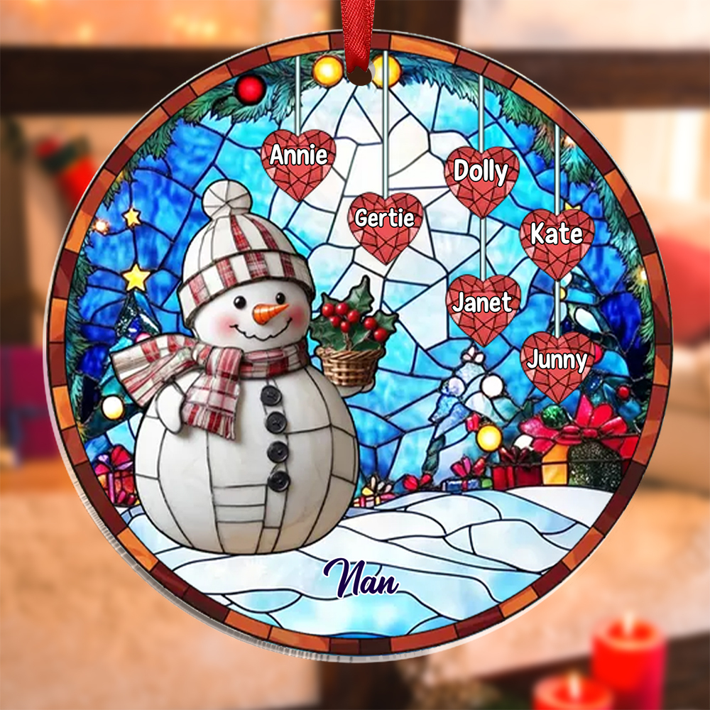 Custom Snowman Ornament Family Christmas Decoration Personalized 1-10 Names
