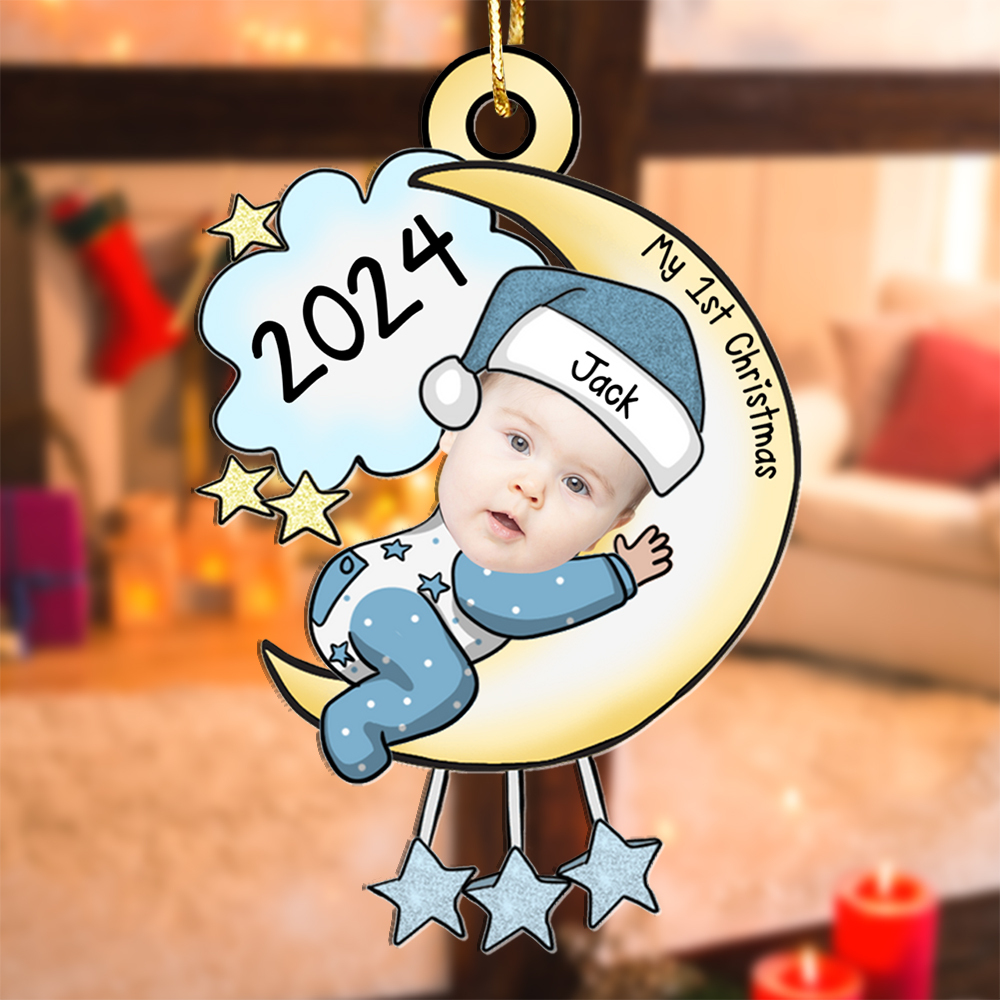 Personalized Baby's First Christmas Ornament with Custom Photo and Name