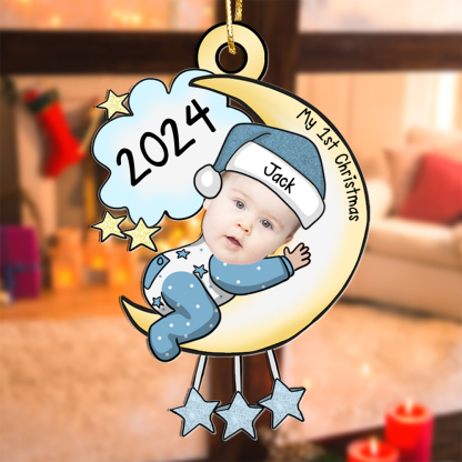 Personalized Baby's First Christmas Ornament with Custom Photo and Name