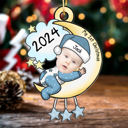 Personalized Baby's First Christmas Ornament with Custom Photo and Name