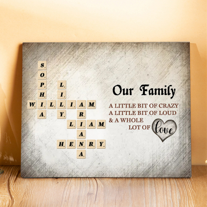 Custom Family Crossword Puzzle Wall Art Personalized Family Tree Wooden Sign Housewarming Gifts