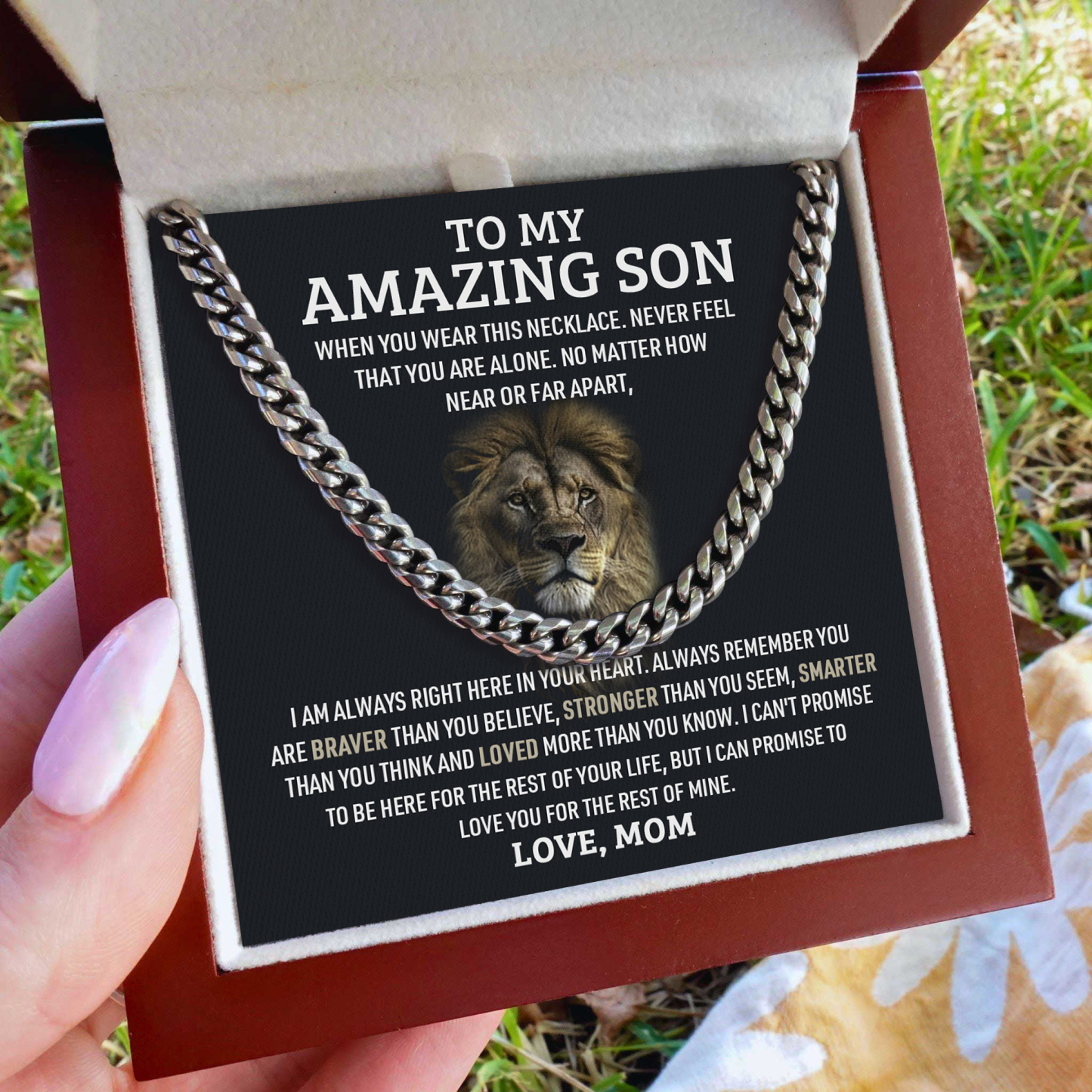 To My Son Never Feel That You Are Alone Cuban Chain Necklace Stainless Steel Necklace Warm Gift