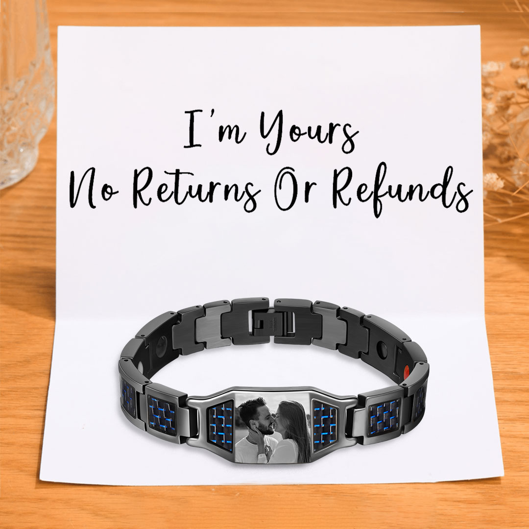 Personalized Men Bracelet Magnetic Custom Photo Bracelet for Him Valentine Gift