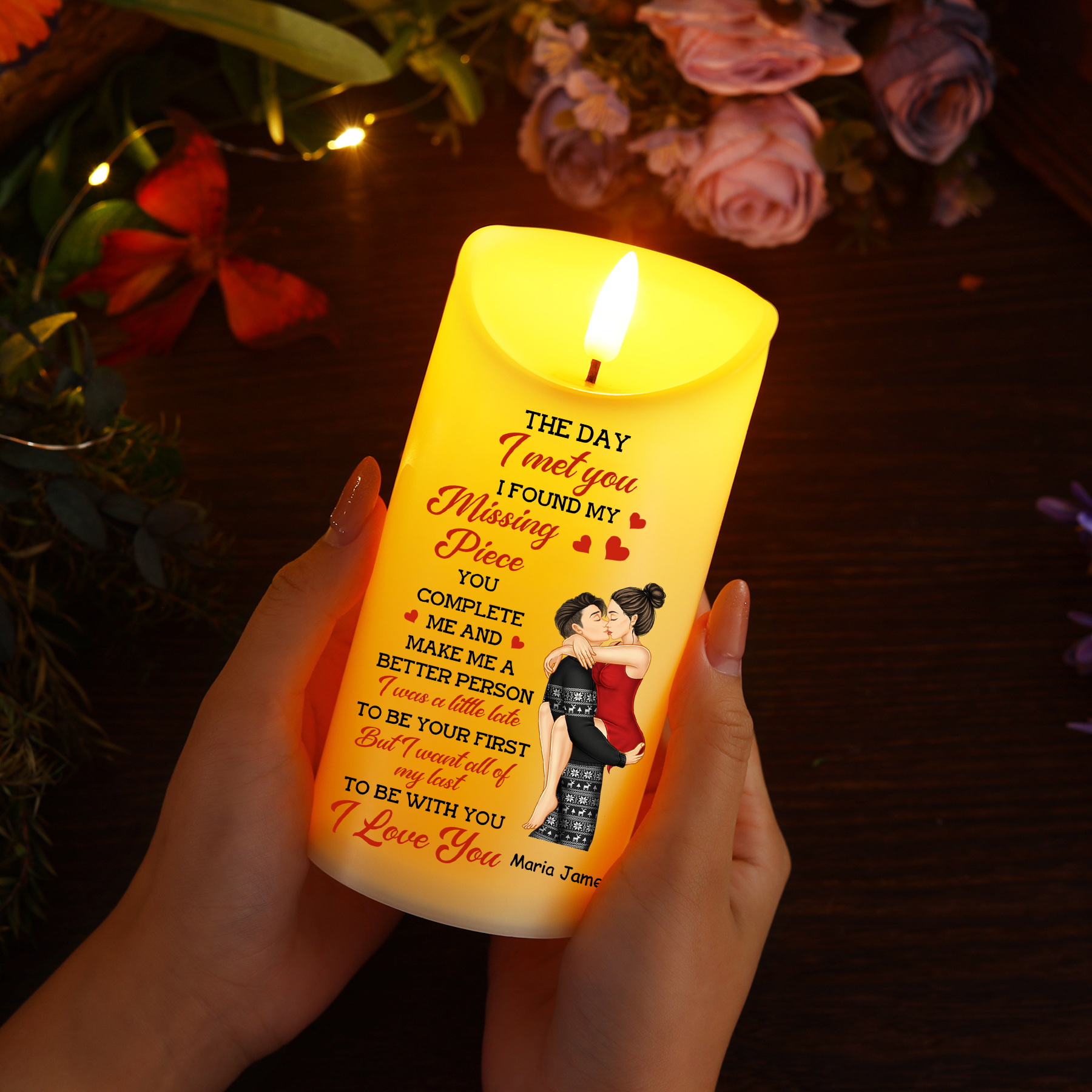 Personalized LED Candle The Day I Met You, I Found My Missing Piece Gift for Her