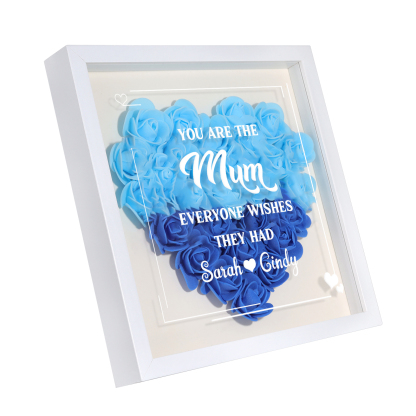 Personalized 1 Nickname & 2 Names Heart-Shaped Rose Shadow Box Frame – Custom Gift for Mom, Grandma & Loved Ones| Jessemade