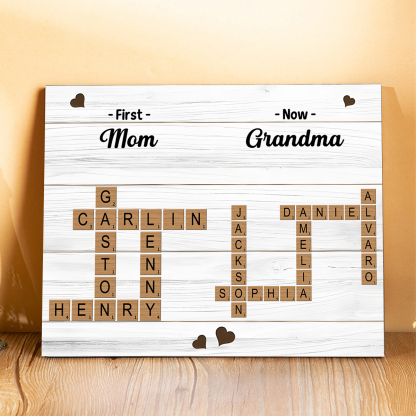 Personalized Wooden Plaque Crossword Family Keepsake Gift for Grandma | Lorajewel