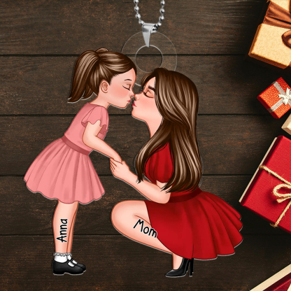 Personalized Mother & Child Acrylic Keyring, Custom Name Keyring Gift For Family | Lorajewel