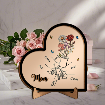 Custom Mother’s Day Heart Plaque – Gift from Children with Personalized Names | Lorajewel