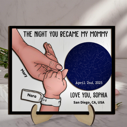 The Night You Became My Mommy – Personalized Star Map and Hand-Holding Artwork | Lorajewel