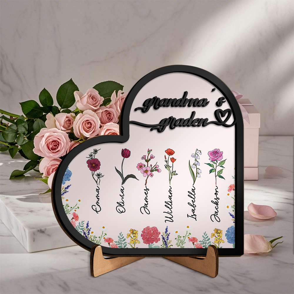 Custom Grandma’s Garden Floral Name Plaque – Personalized Mother’s Day Birthflower Gift | Lorajewel