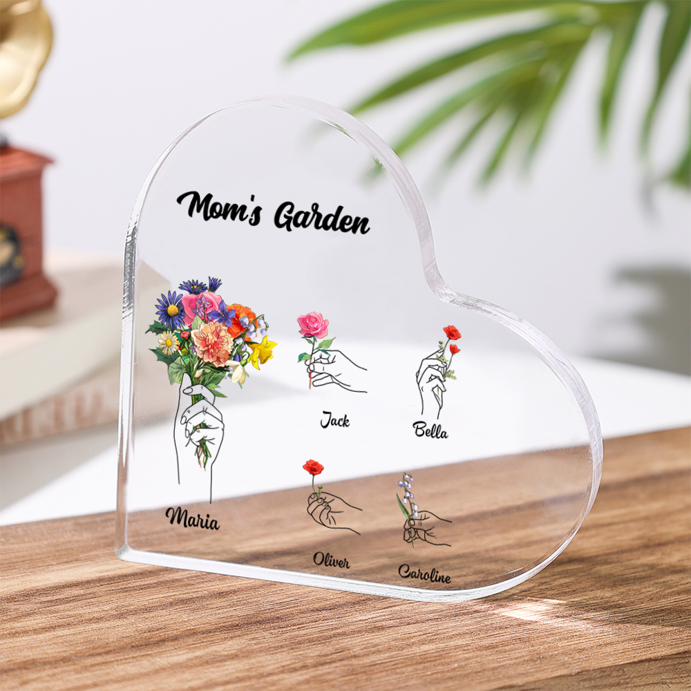 Personalized ‘Mom's Garden’ Heart Ornament Keepsake – Custom Mother’s Day Gift with Child Names | Lorajewel