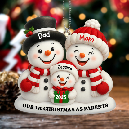 Personalised Snowman Family 1st Christmas Ornament