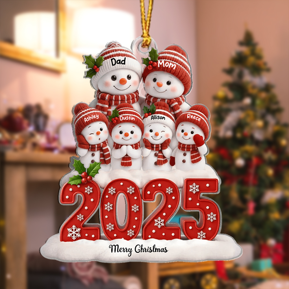 Personalized Family Snowman Names Ornament 2025