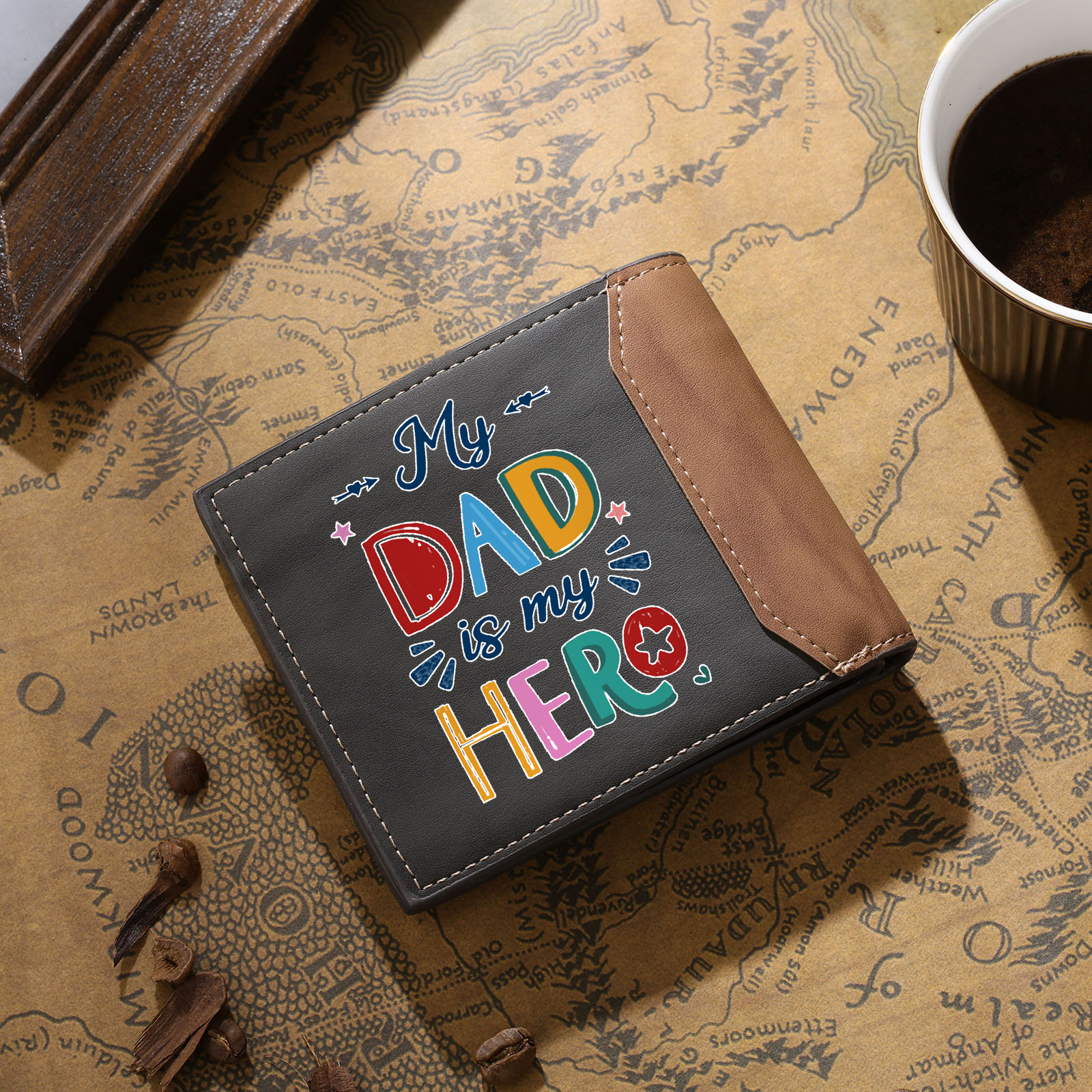 Personalized Dad Wallet with Cartoon Illustrations – Father's Day Gift for Dad | Lorajewel