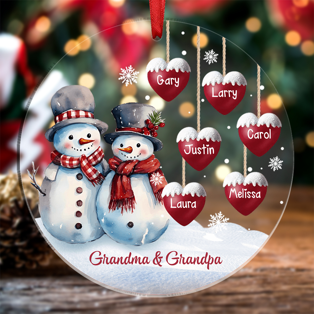 Personalized Snowman Family Ornament Custom with 1-10 Names Christmas Gift 