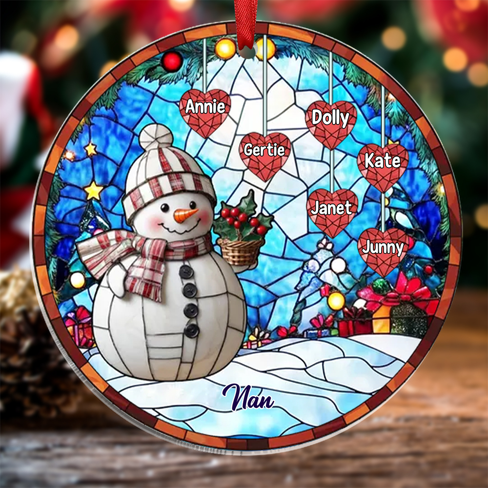 Custom Snowman Ornament Family Christmas Decoration Personalized 1-10 Names