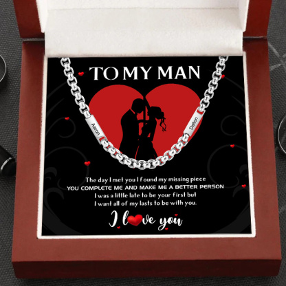 To My Man Personalized 2 Names Cuban Link Chain Necklace Stainless Steel Men Necklace