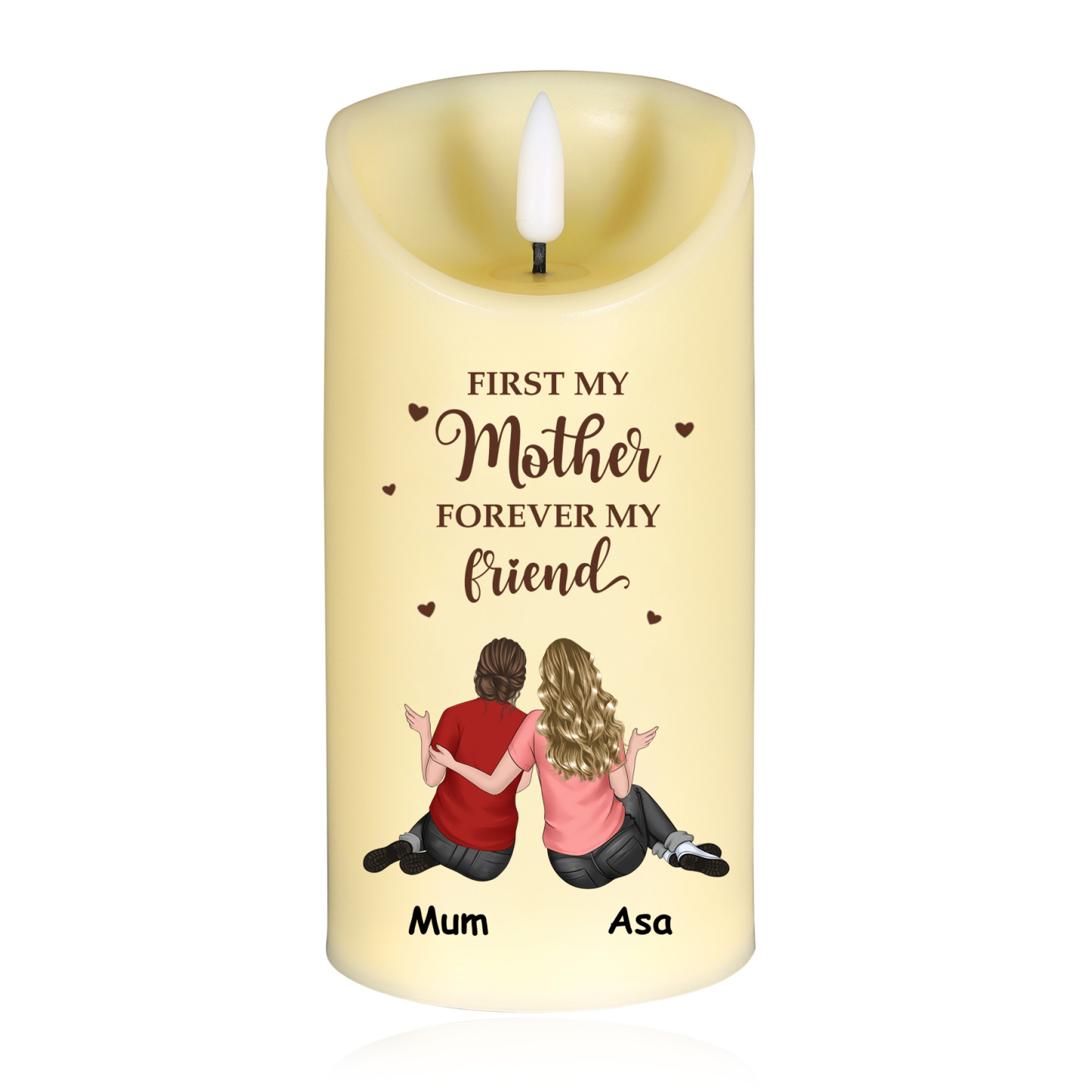 Personalized 2-4 Names Mom LED Candle, Custom First My Mother Forever My Friend Candle Gift For Mom | Lorajewel