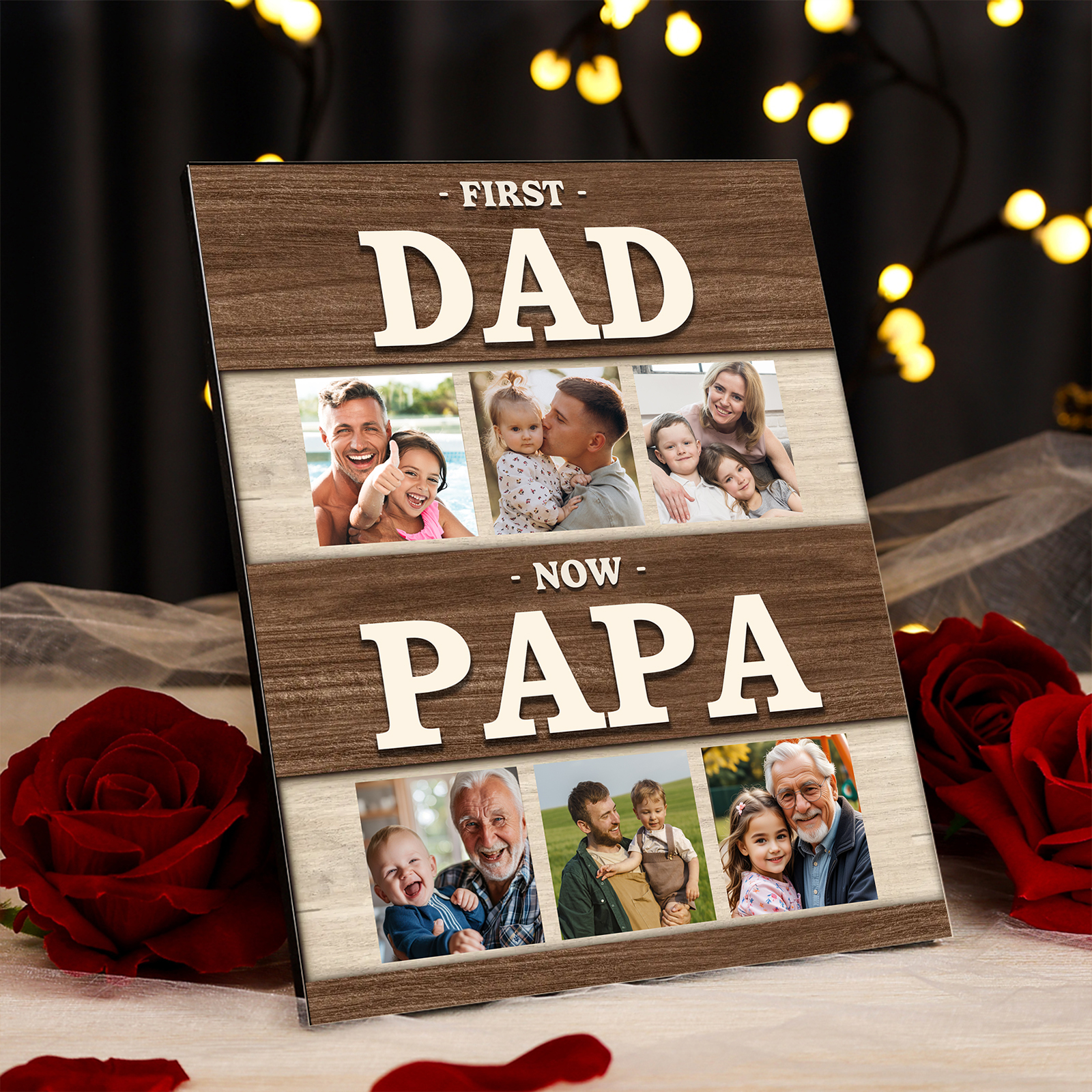 Personalized Photo Plaque – First Dad, Now Granddad Plaque with 6 Photos | Lorajewel