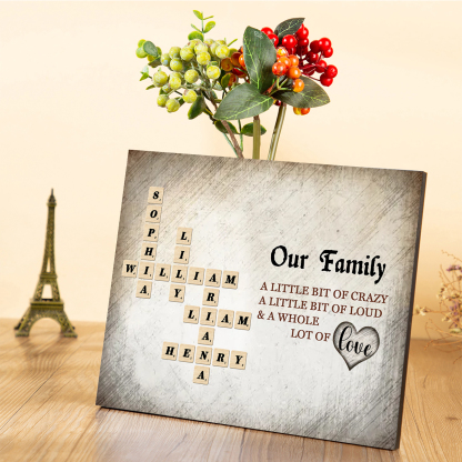 Custom Family Crossword Puzzle Wall Art Personalized Family Tree Wooden Sign Housewarming Gifts