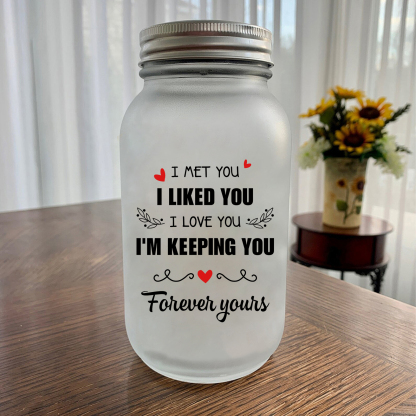 Doll Couple Kissing Personalized Mason Jar Light with 2 Names Romantic Gift for Him and Her