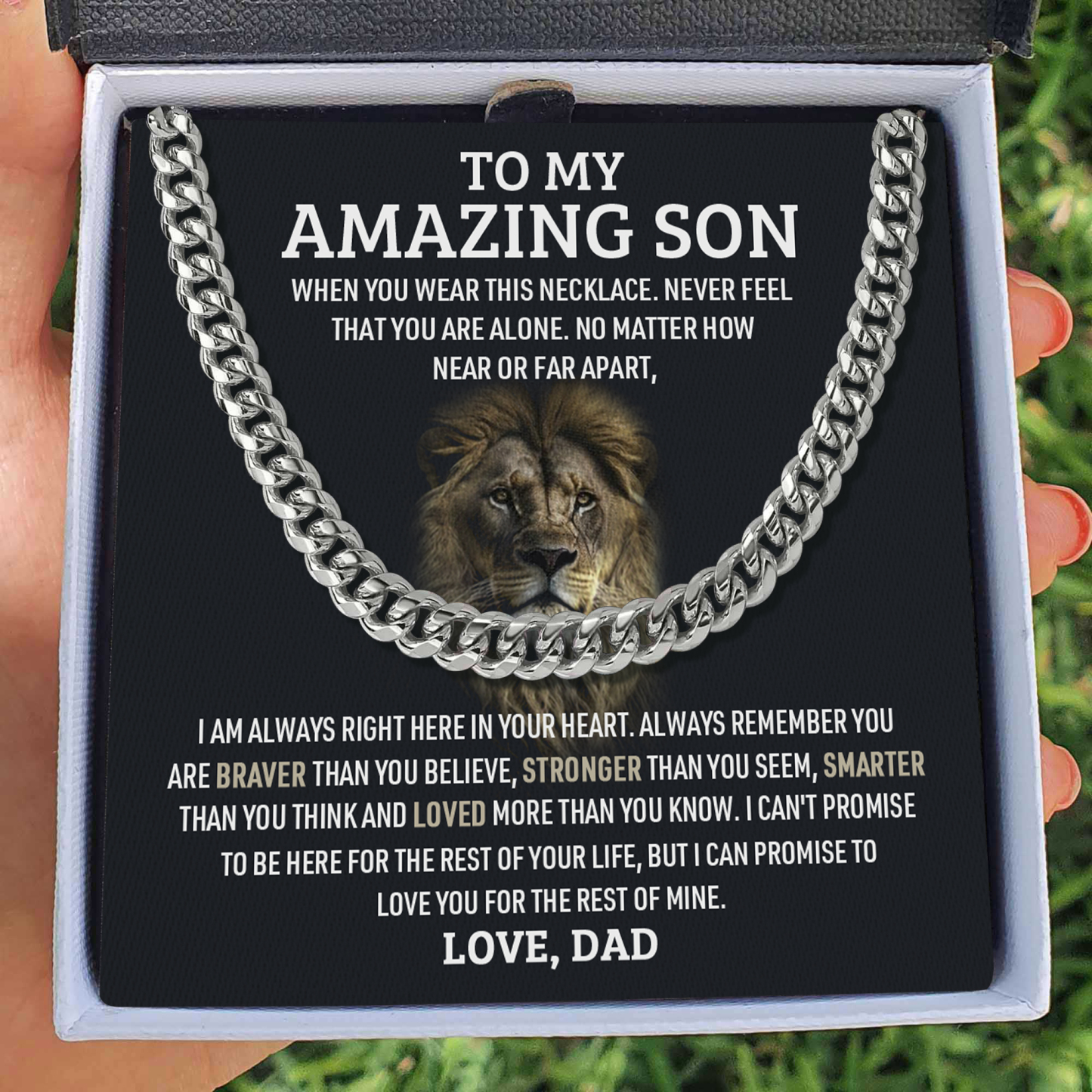 To My Son Never Feel That You Are Alone Cuban Chain Necklace Stainless