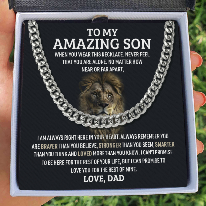 To My Son Never Feel That You Are Alone Cuban Chain Necklace Stainless
