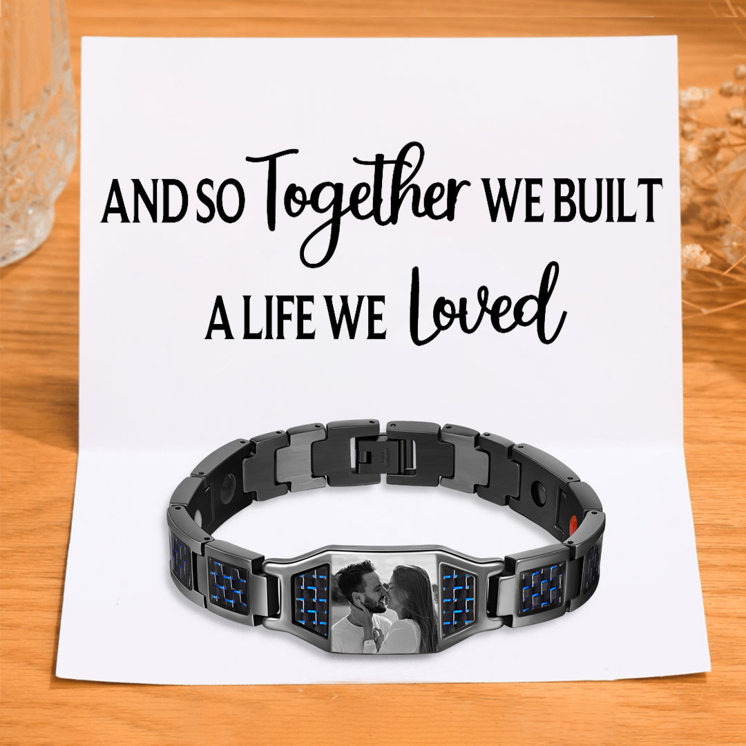 Personalized Men Bracelet Magnetic Custom Photo Bracelet for Him Valentine Gift