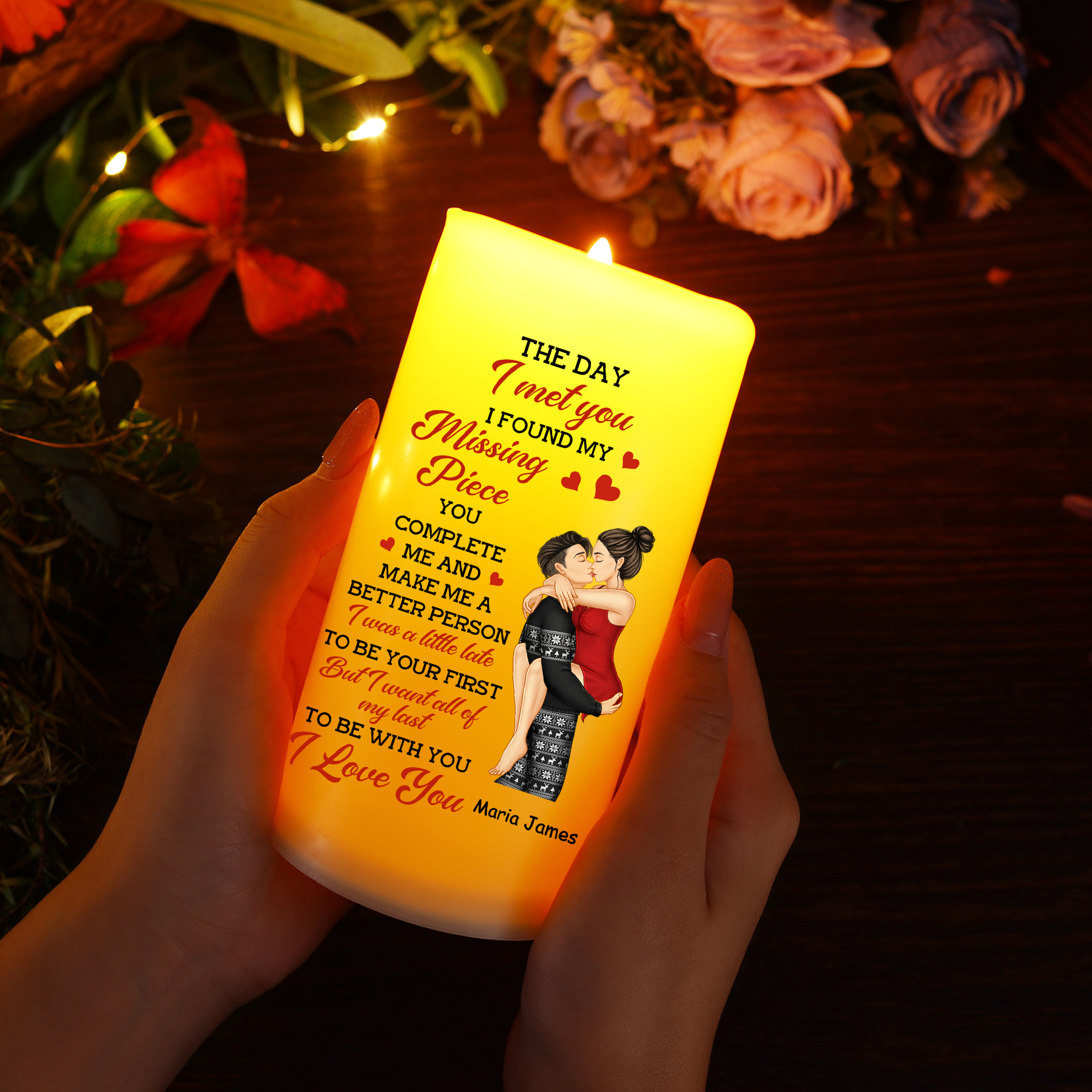 Personalized LED Candle The Day I Met You, I Found My Missing Piece Gift for Her