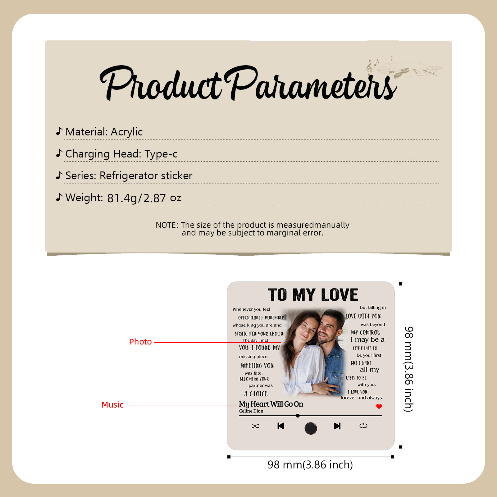 Personalized Photo Fridge Magnet To My Love I Know What Love Is Valentines Day Gift for Couples