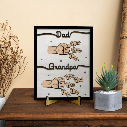 2-12 Names Personalized Fist Bump Wooden Ornaments Gift for Grandpa/Dad