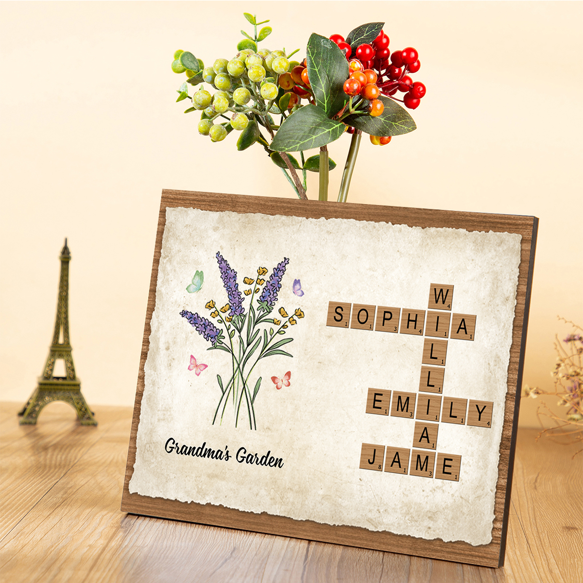 Personalized Crossword Wooden Ornament , Custom Name Ornament Gift for Mom | Lorajewel