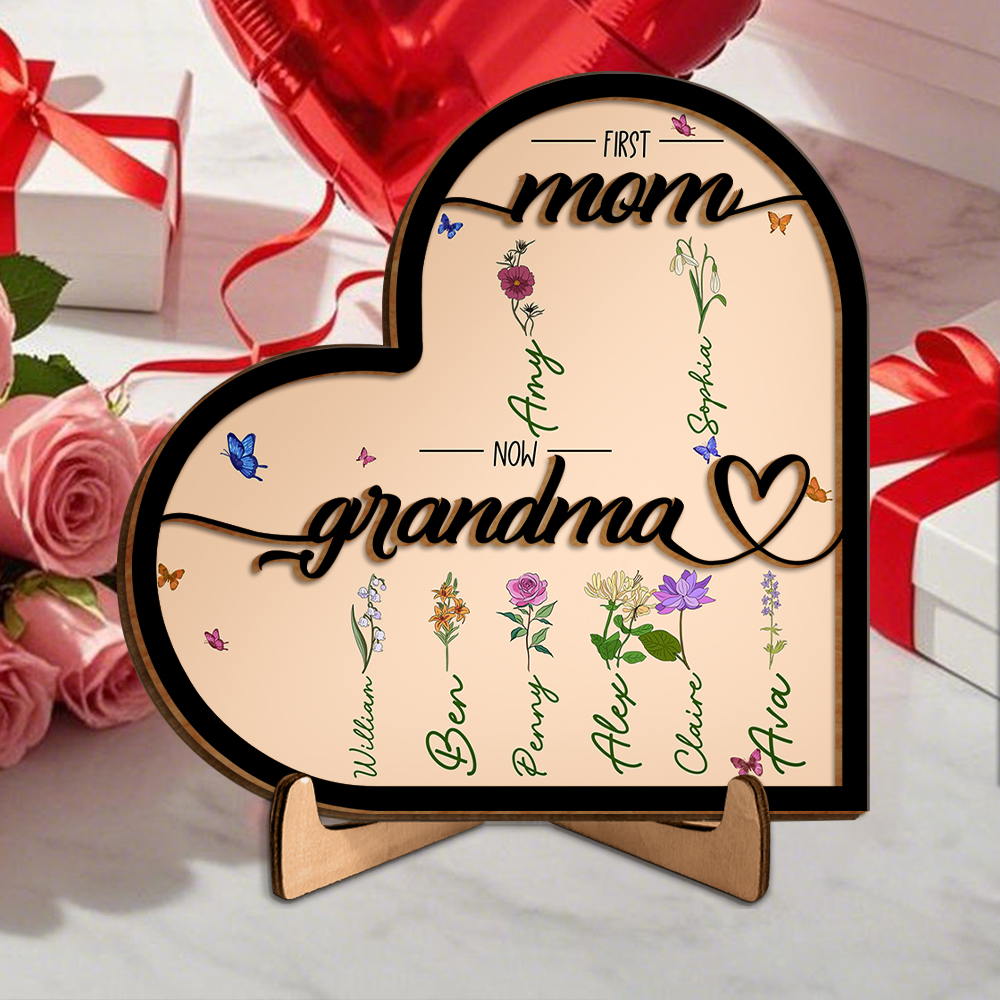 Personalized Wooden Ornament with 2-20 Names“First Mum, Now Nan” Unique Mother's Day Gifts for Mum | Lorajewel