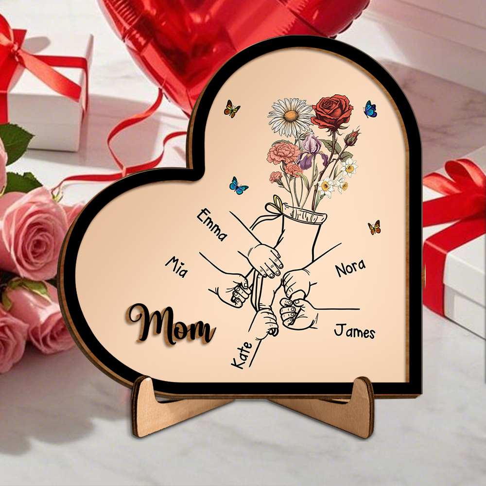 Custom Mother’s Day Heart Plaque – Gift from Children with Personalized Names | Lorajewel