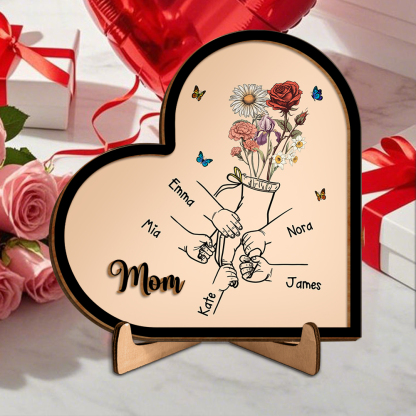 Custom Mother’s Day Heart Plaque – Gift from Children with Personalized Names | Lorajewel