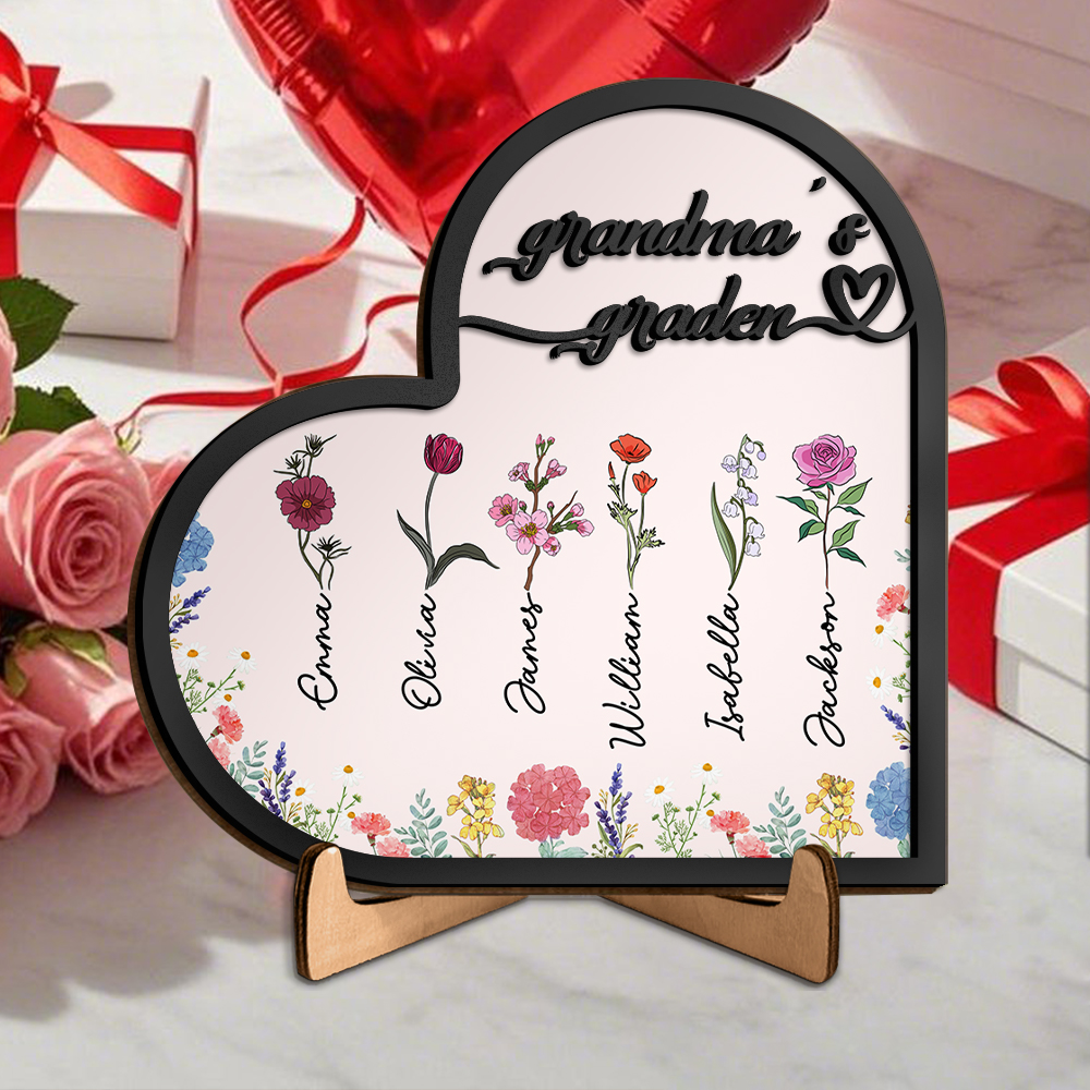 Custom Grandma’s Garden Floral Name Plaque – Personalized Mother’s Day Birthflower Gift | Lorajewel