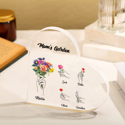 Personalized ‘Mom's Garden’ Heart Ornament Keepsake – Custom Mother’s Day Gift with Child Names | Lorajewel