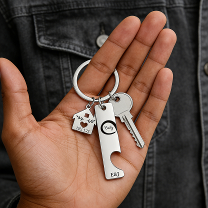 2 PCS Couple Keychain Set Custom 2 Names & Letters & Dates Keyring Infinity Keychain Romantic Personalized Gift for Him/Her