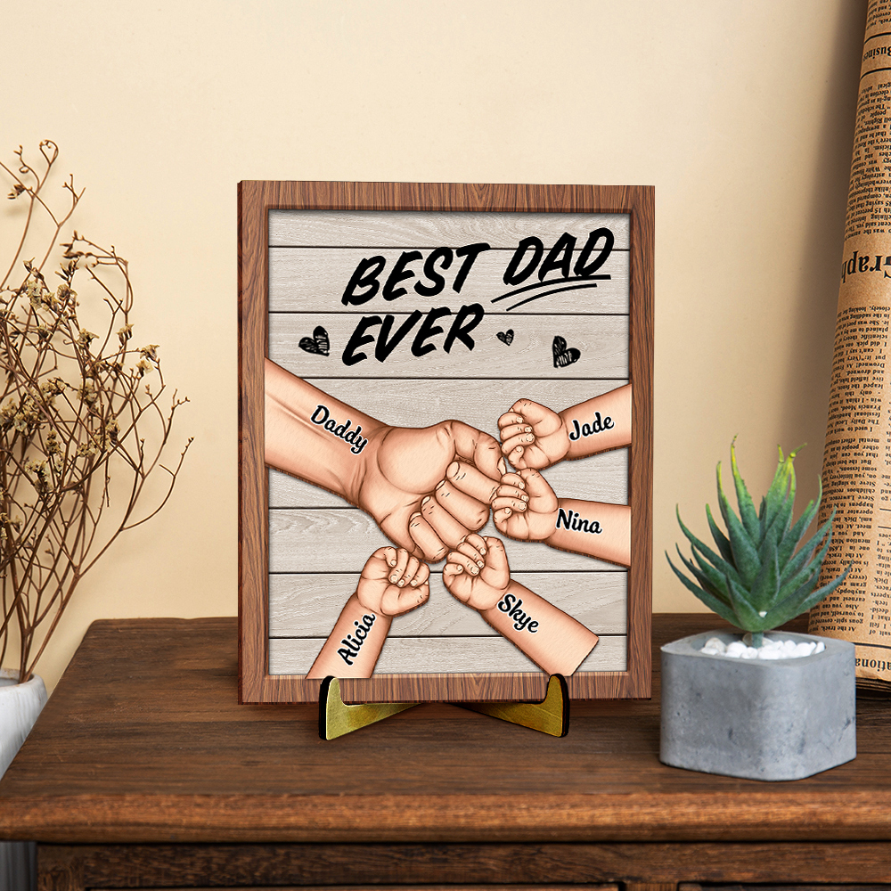 Personalized Best Dad Ever Wooden Plaque – Father's Day Gift for Dad | Lorajewel