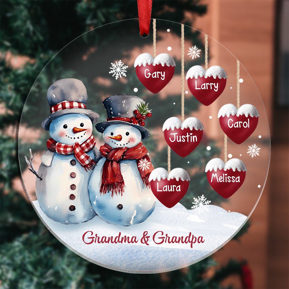 Personalized Snowman Family Ornament Custom with 1-10 Names Christmas Gift 