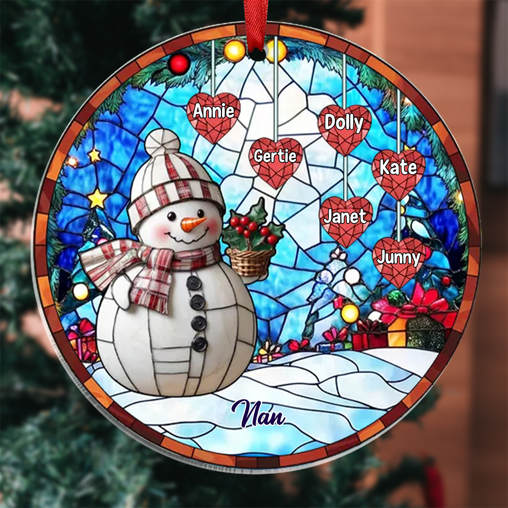 Custom Snowman Ornament Family Christmas Decoration Personalized 1-10 Names