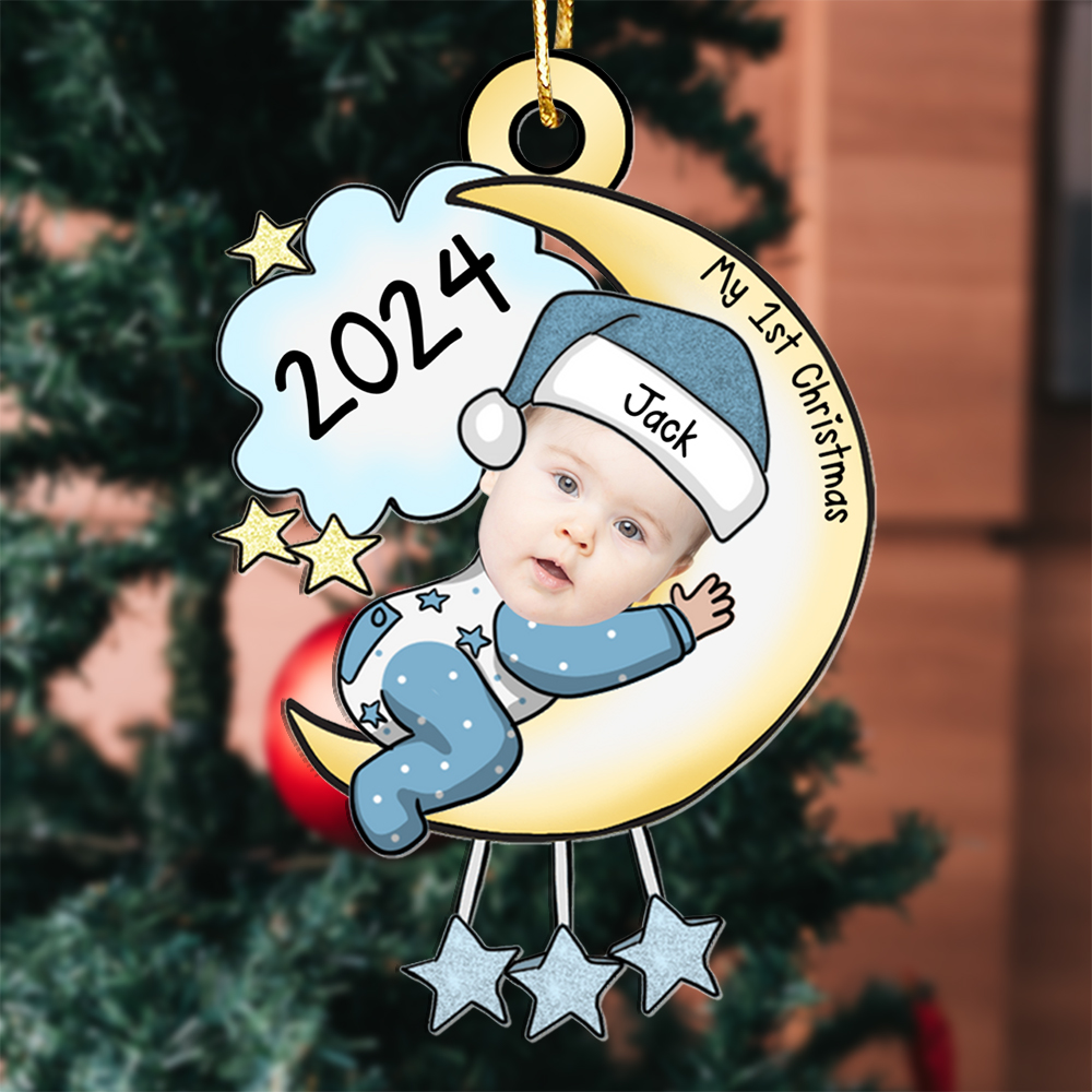 Personalized Baby's First Christmas Ornament with Custom Photo and Name