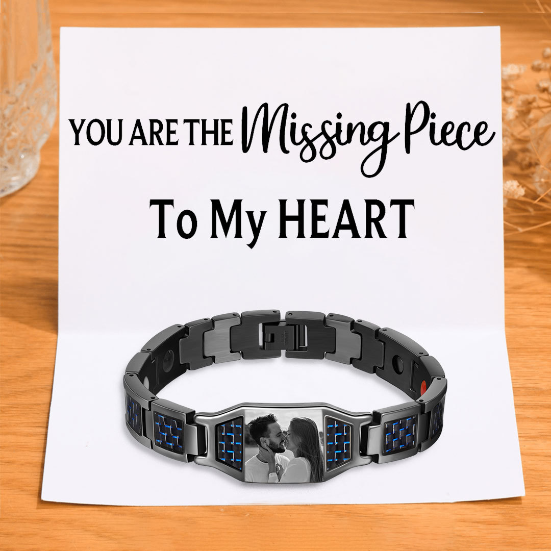 Personalized Men Bracelet Magnetic Custom Photo Bracelet for Him Valentine Gift