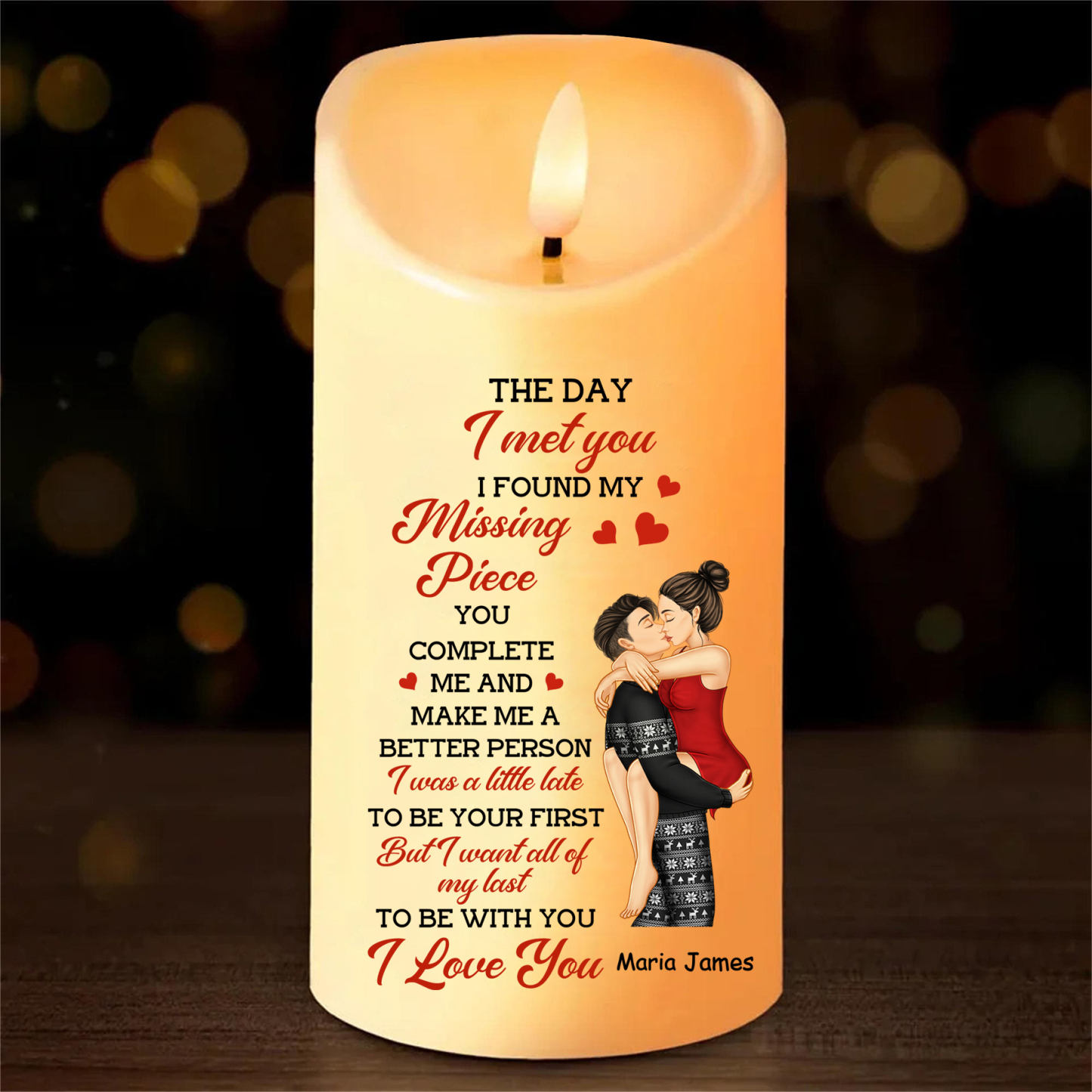 Personalized LED Candle The Day I Met You, I Found My Missing Piece Gift for Her