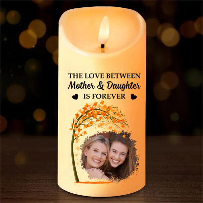 Personalized LED Candle, Custom Photo & Text Flickering Light Gift for Mom | Lorajewel