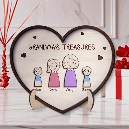 Custom Family Wooden Ornament – Personalized Heart Plaque for Mom, Grandma | Lorajewel
