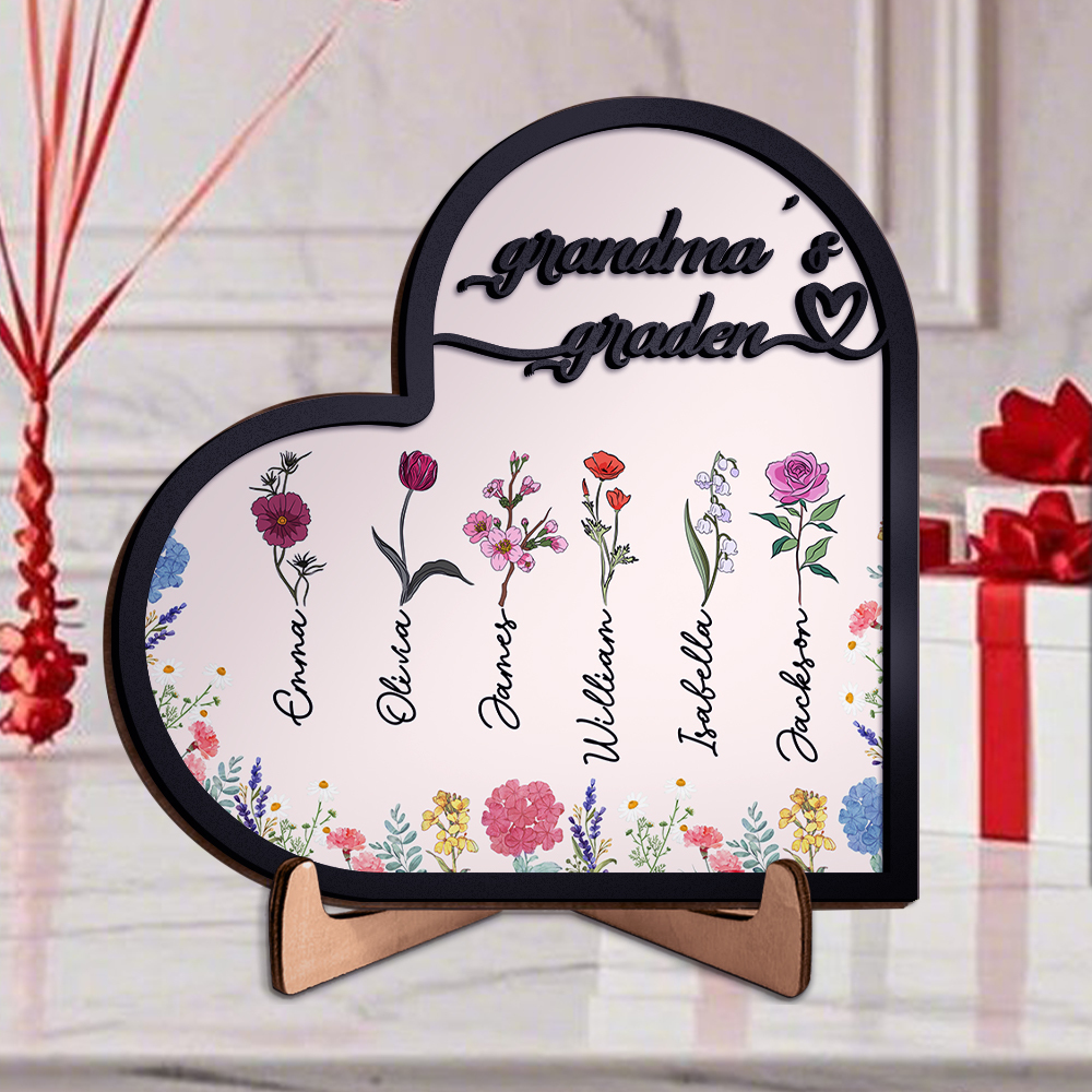 Custom Grandma’s Garden Floral Name Plaque – Personalized Mother’s Day Birthflower Gift | Lorajewel